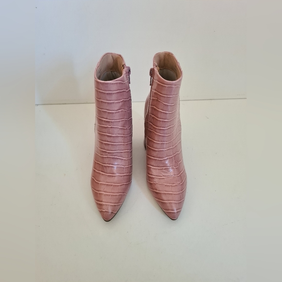 Dorothy Perkins pink faux leather ankle boots mock croc block heel new - Picture 3 of 8